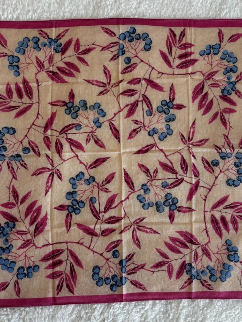 Kenzo Handkerchief Botanical Floral Print Cotton Square 16 x 16 Inches